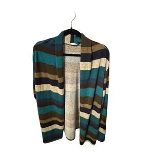 Egs California Stripe Sweater Cardigan Long Sleeve Patch Elbows Womens Sz 3X EUC